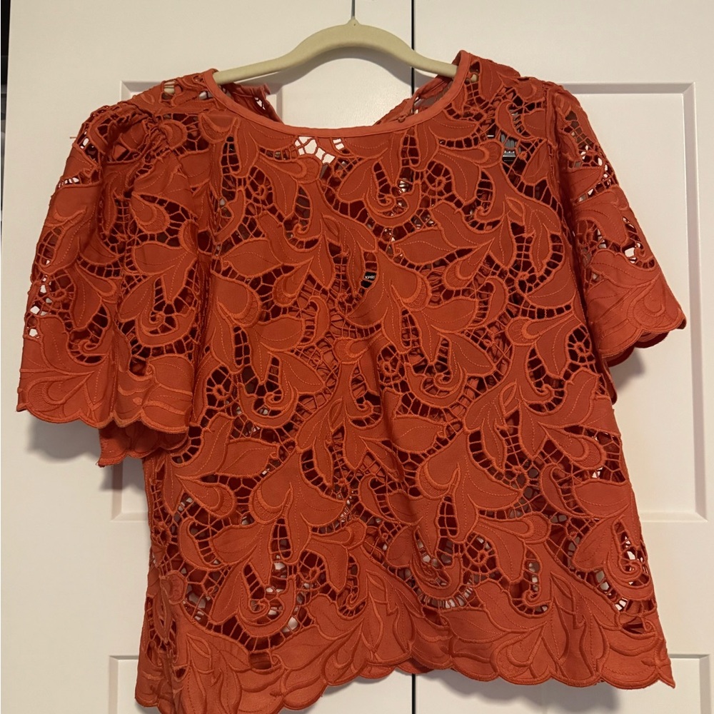 Express Burnt Orange Lace Blouse